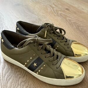 MICHAEL Michael Kors Olive and Gold Star Sneakers